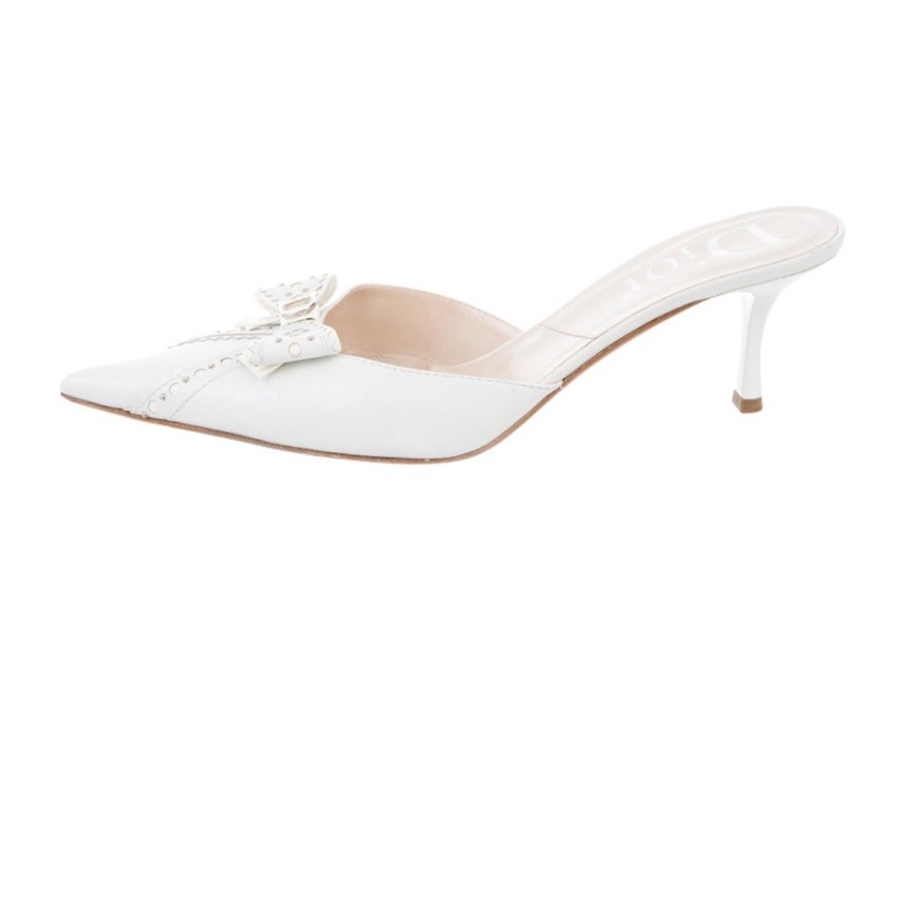 Dior Women's White Kitten Heel Mules